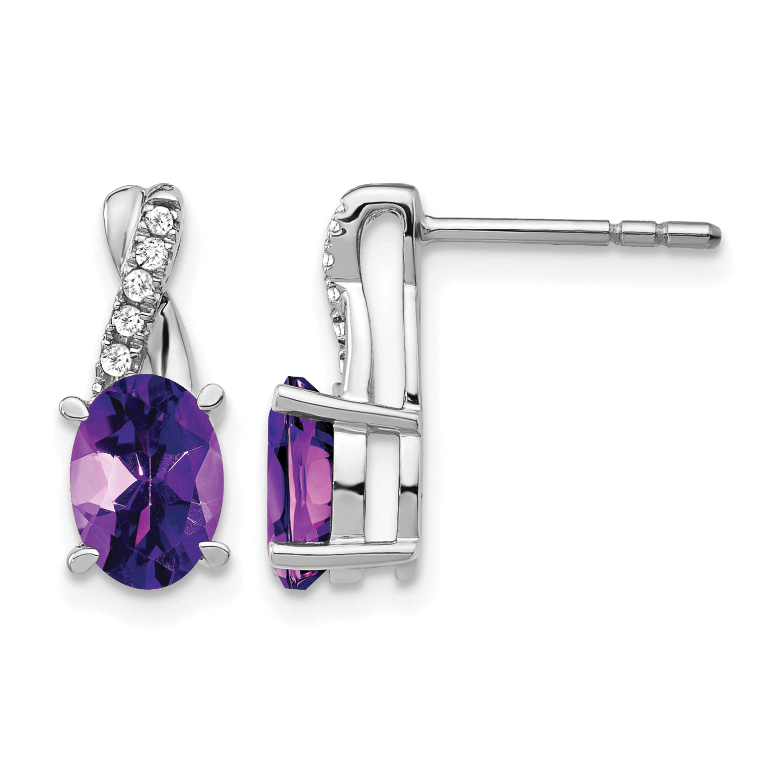 14k White Gold Amethyst and Diamond Earrings (EM4235-AM-006-WA)