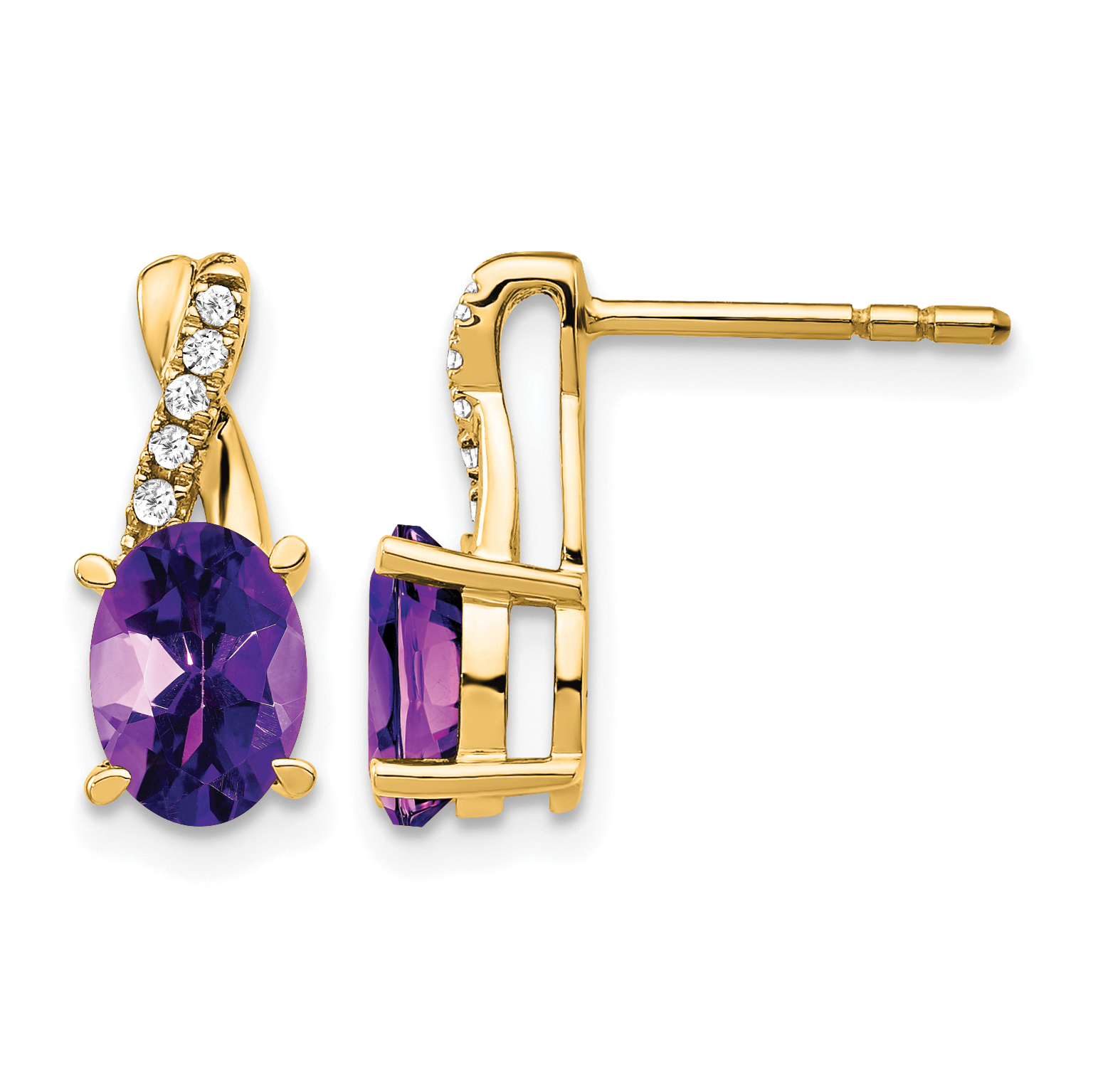 14K Amethyst and Diamond Earrings (EM4235-AM-006-YA)
