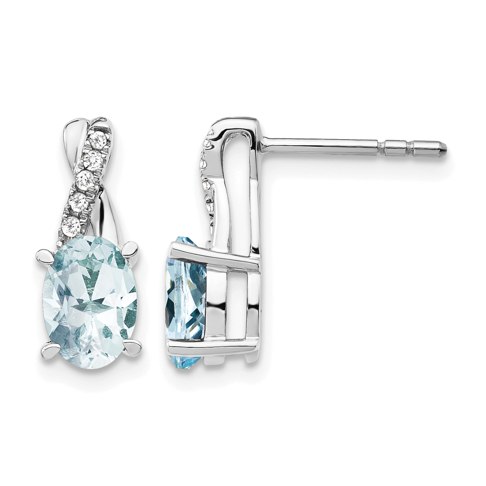 14K White Gold Aquamarine and Diamond Earrings (EM4235-AQ-006-WA)