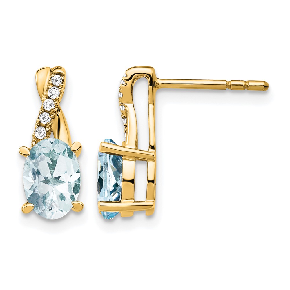 14K Aquamarine and Diamond Earrings (EM4235-AQ-006-YA)