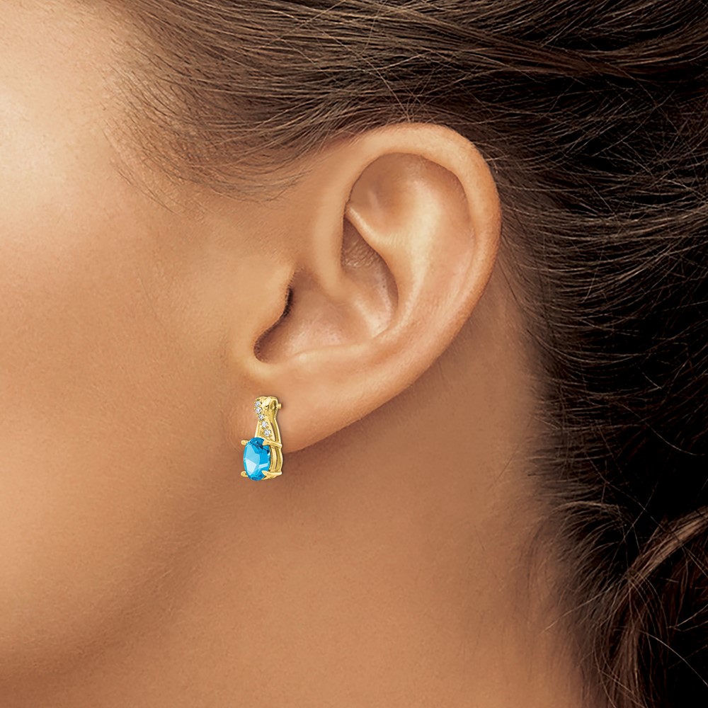 10k Blue Topaz and Diamond Earrings (EM4235-BT-006-1YA)