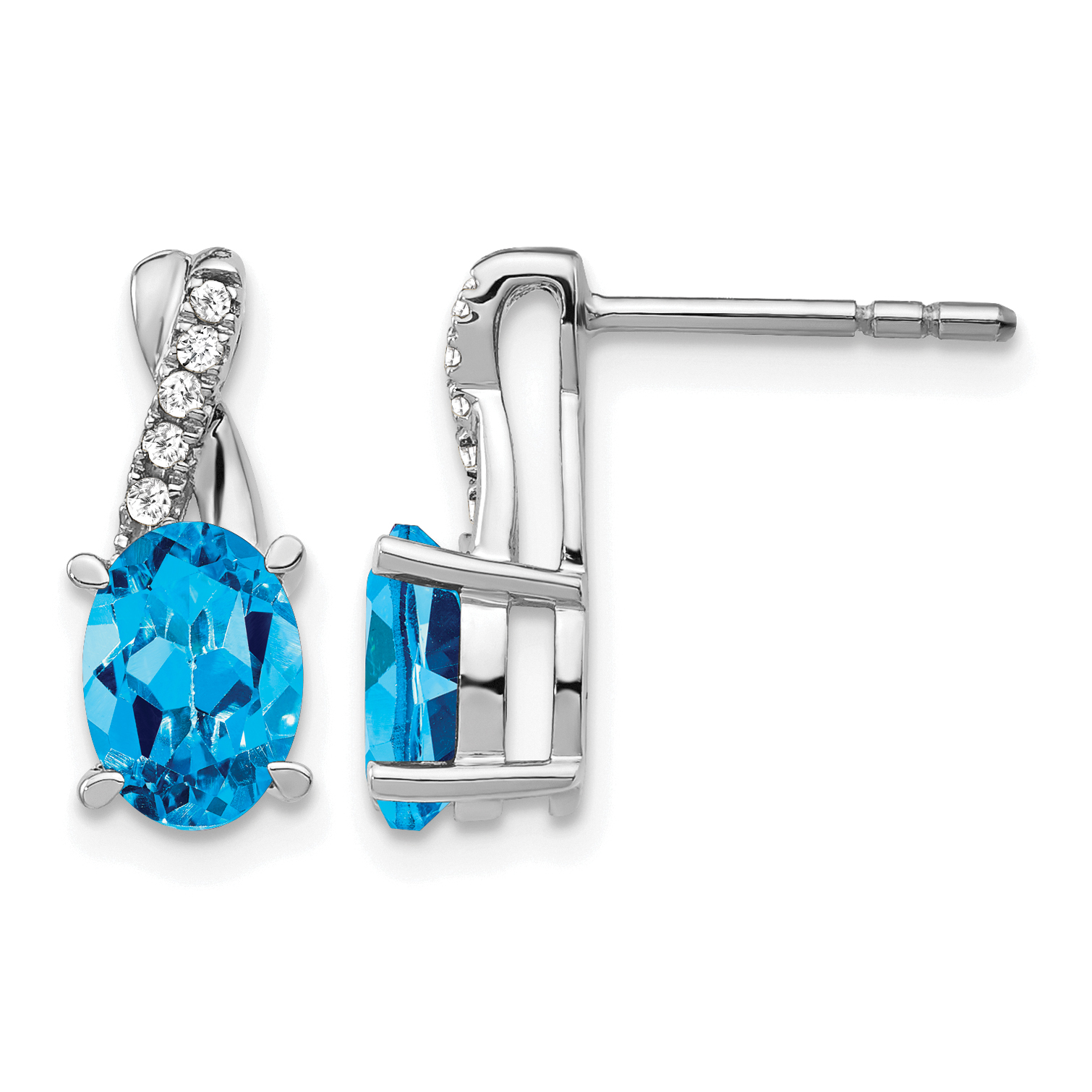 14k White Gold Blue Topaz and Diamond Earrings (EM4235-BT-006-WA)
