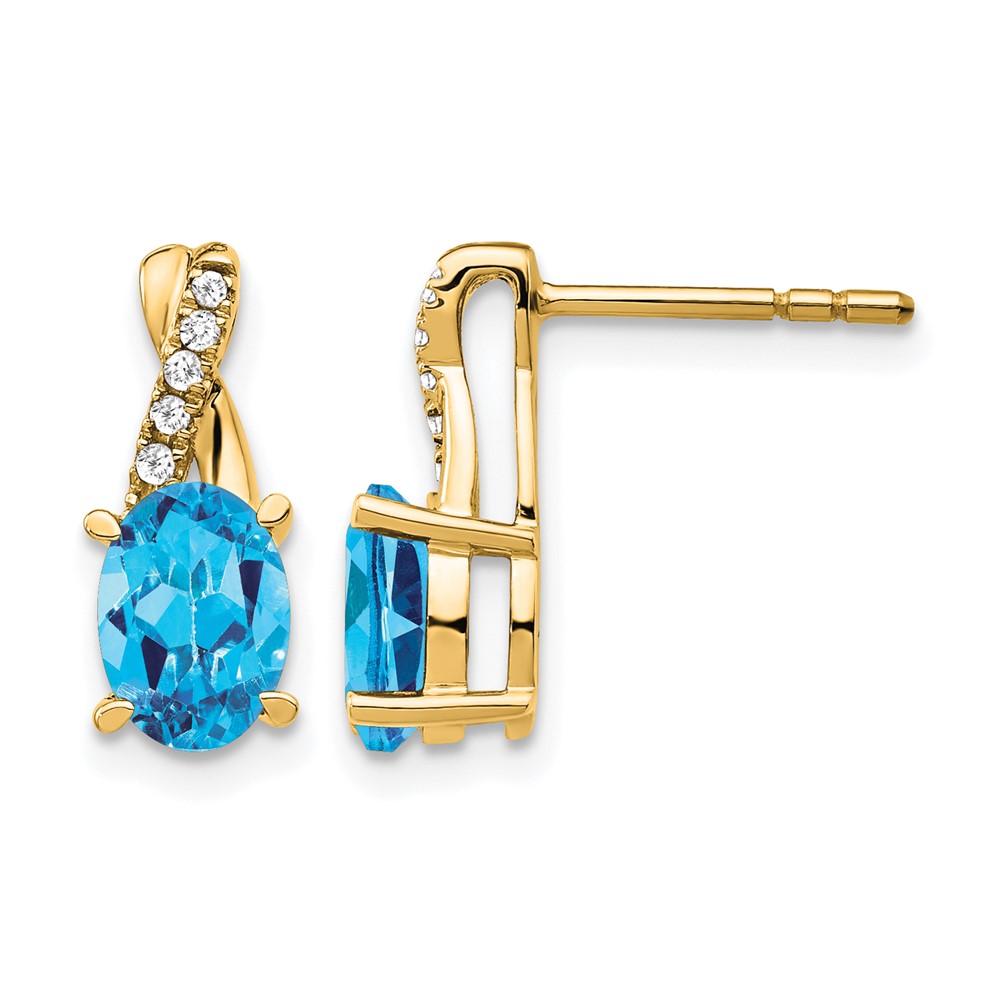 14K Blue Topaz and Diamond Earrings (EM4235-BT-006-YA)