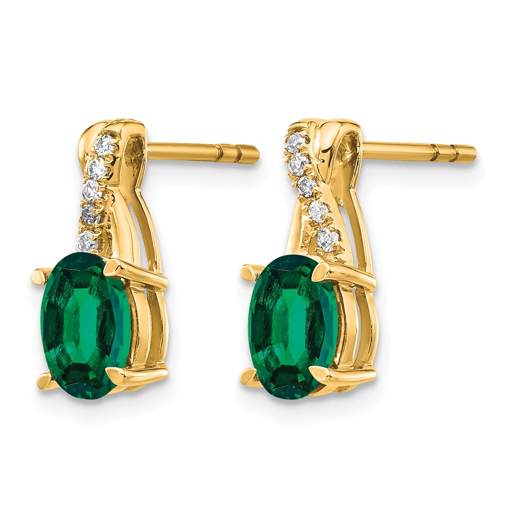 10k Created Emerald and Diamond Earrings (EM4235-CEM-006-1YA)