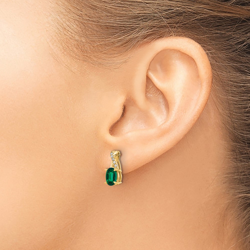 10k Created Emerald and Diamond Earrings (EM4235-CEM-006-1YA)
