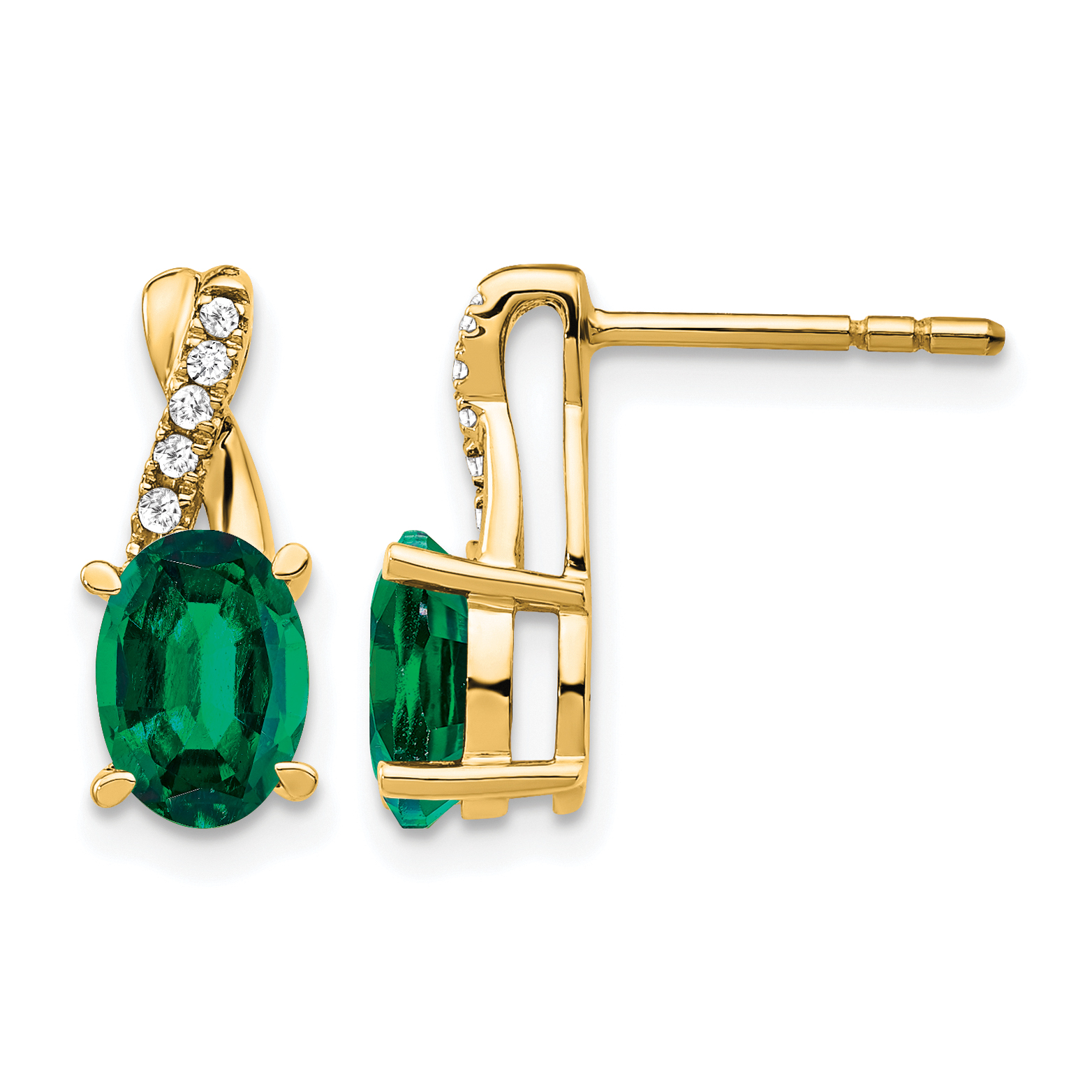 10k Created Emerald and Diamond Earrings (EM4235-CEM-006-1YA)