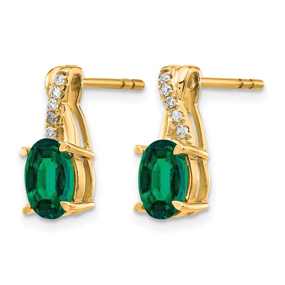 14K Created Emerald and Diamond Earrings (EM4235-CEM-006-YA)