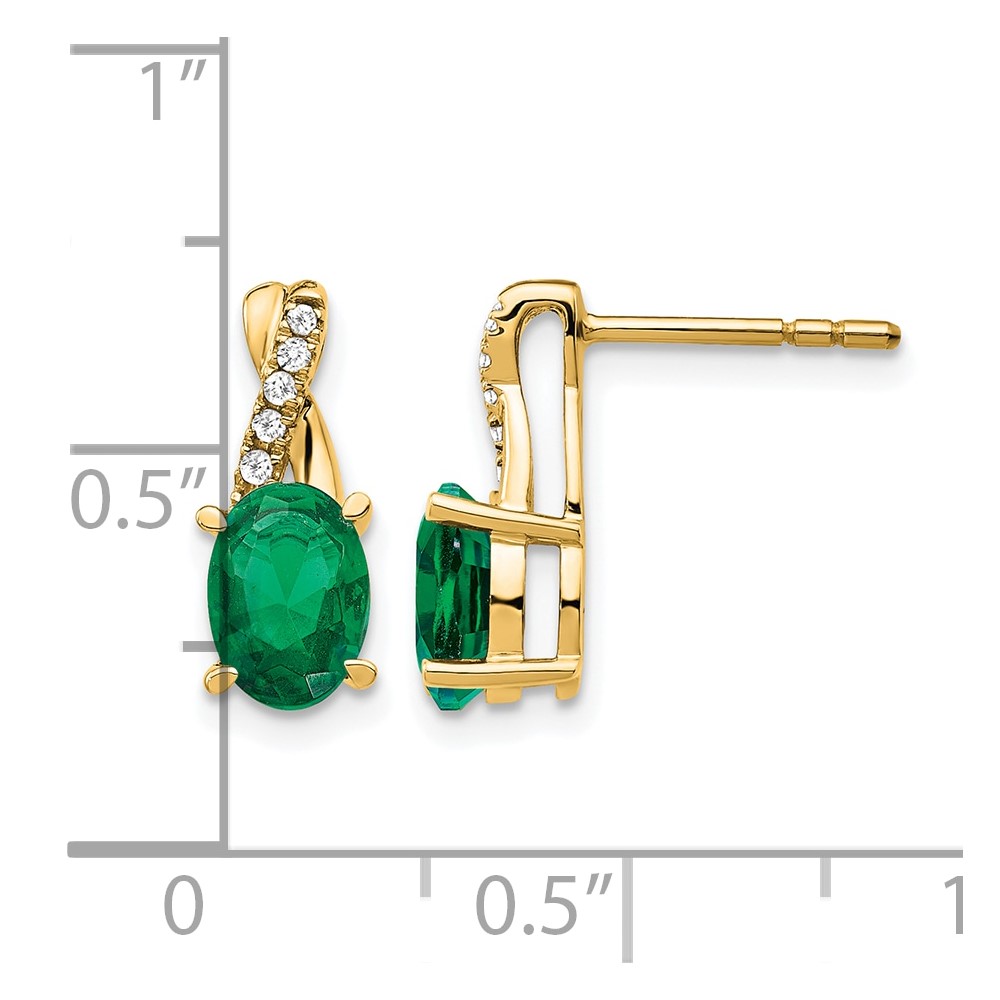 14K Created Emerald and Diamond Earrings (EM4235-CEM-006-YA)