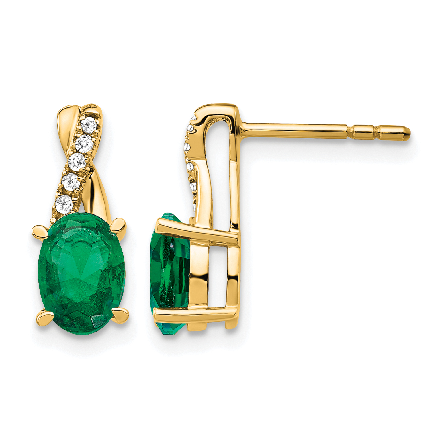 14K Created Emerald and Diamond Earrings (EM4235-CEM-006-YA)