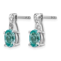 Pure Serenity 14K White Gold 0.05 Carat Lab Grown Diamond VS SI+ G+ and Lab Created Paraiba Post Earrings view 2