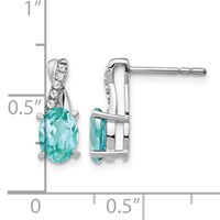 Pure Serenity 14K White Gold 0.05 Carat Lab Grown Diamond VS SI+ G+ and Lab Created Paraiba Post Earrings view 3