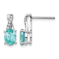 Pure Serenity 14K White Gold 0.05 Carat Lab Grown Diamond VS SI+ G+ and Lab Created Paraiba Post Earrings view 1