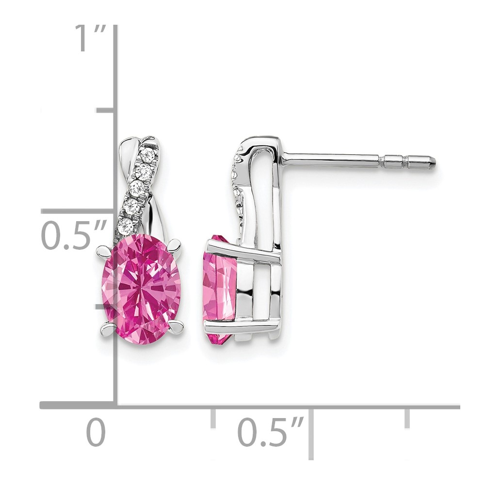 14K White Gold Created Pink Sapphire and Diamond Earrings (EM4235-CPS-006-WA)