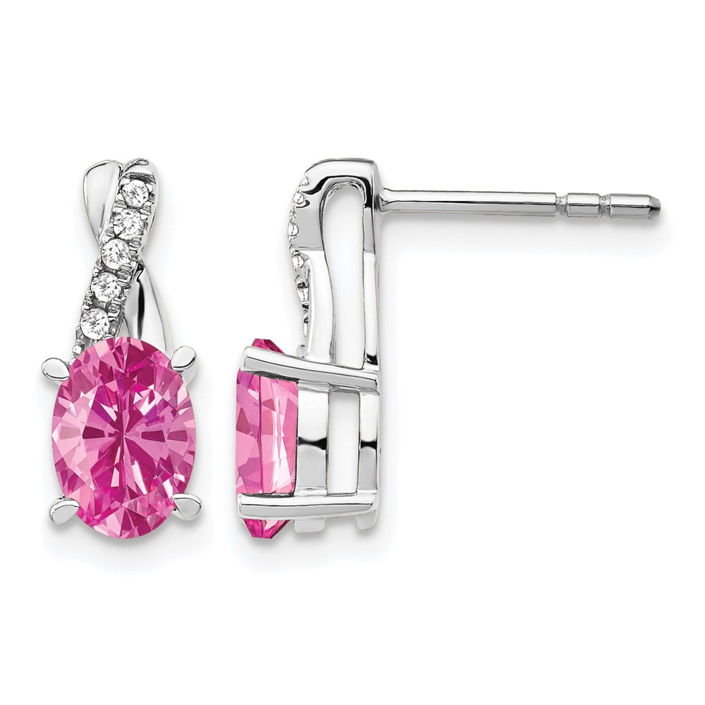 14K White Gold Created Pink Sapphire and Diamond Earrings (EM4235-CPS-006-WA)