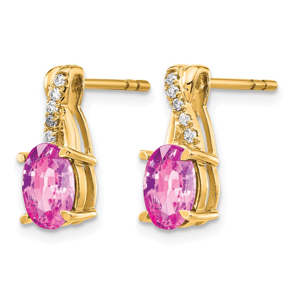 14K Created Pink Sapphire and Diamond Earrings (EM4235-CPS-006-YA)