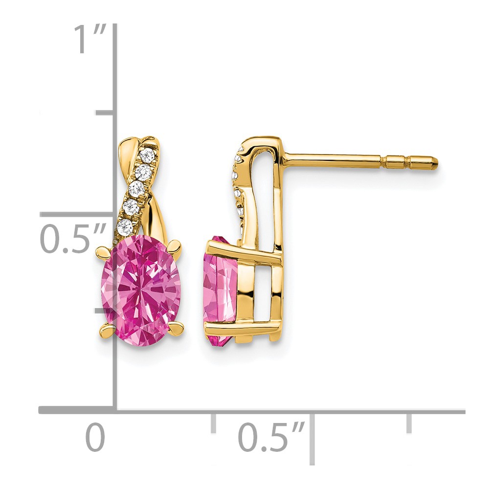 14K Created Pink Sapphire and Diamond Earrings (EM4235-CPS-006-YA)