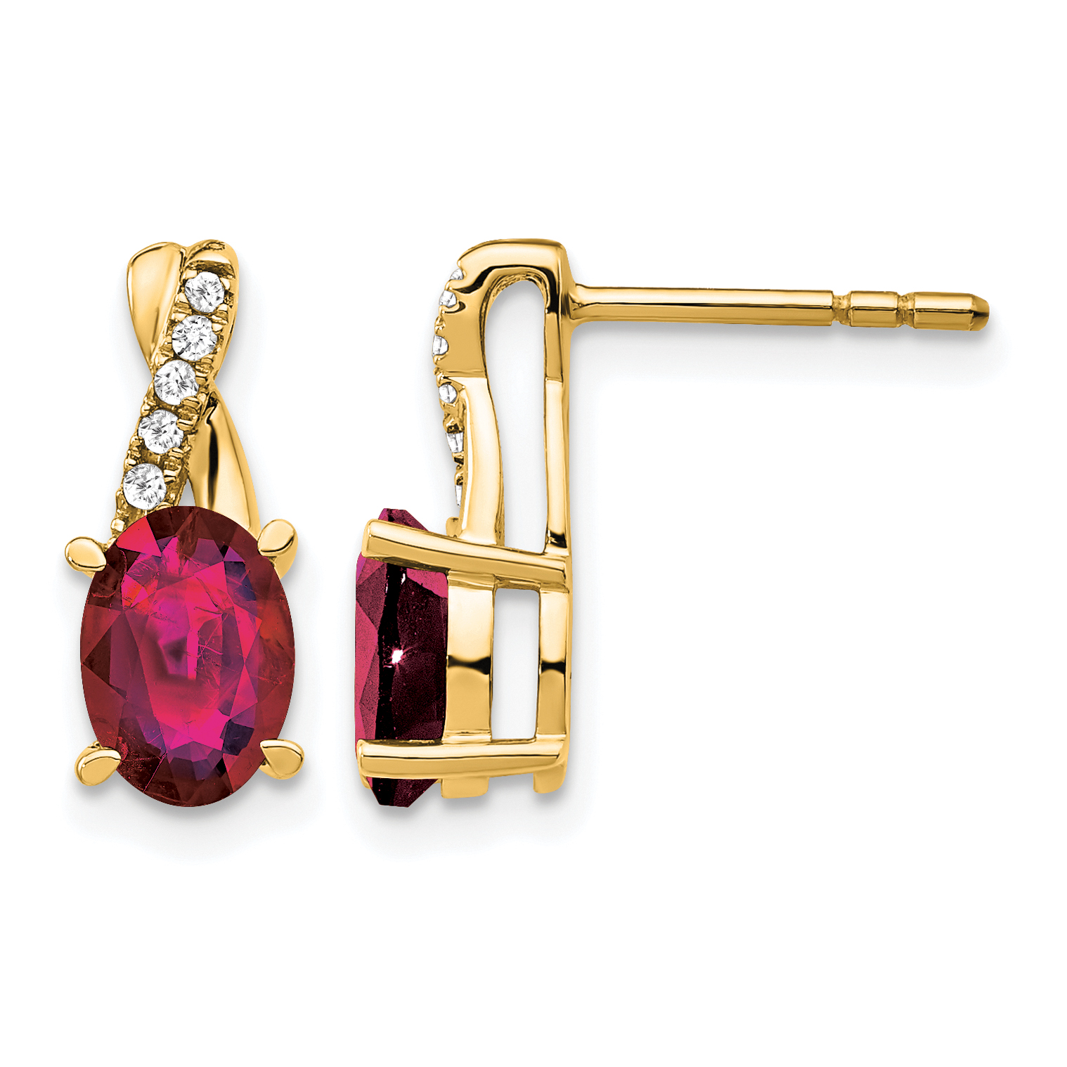 10k Created Ruby and Diamond Earrings (EM4235-CRU-006-1YA)