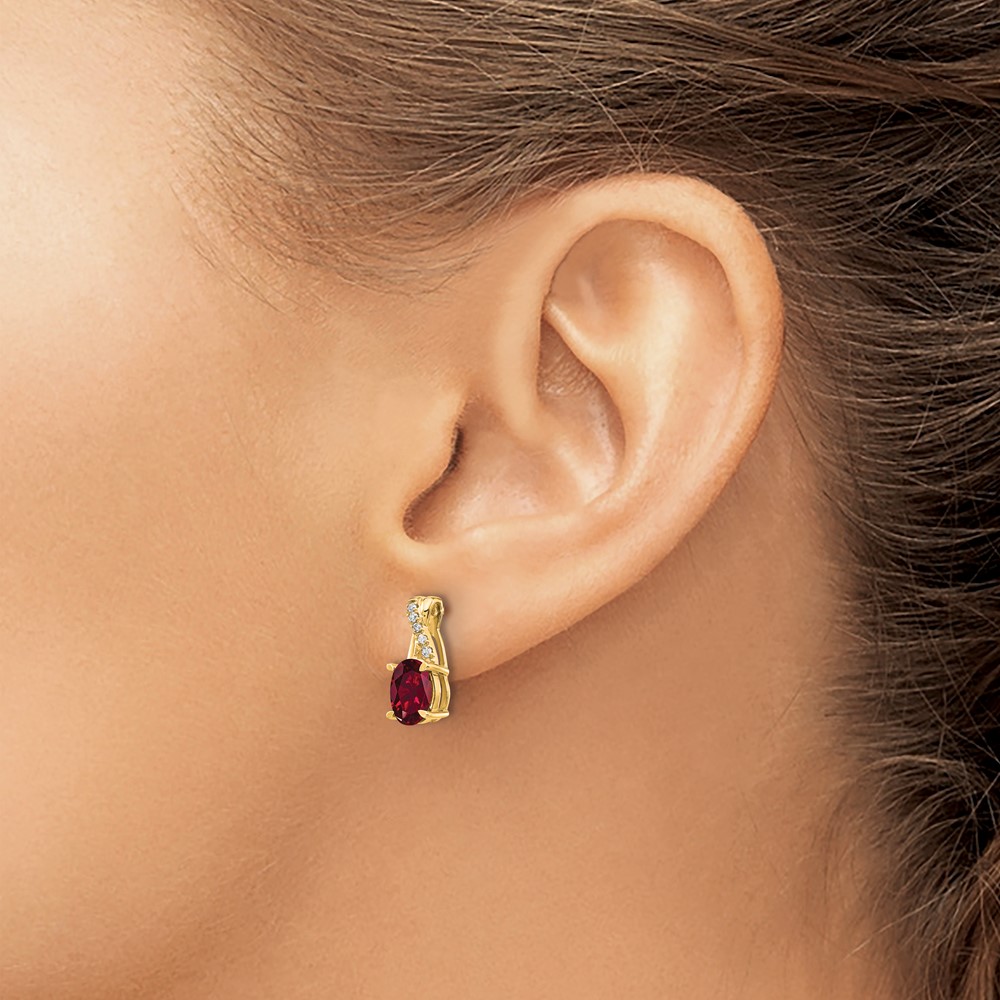 14K Created Ruby and Diamond Earrings (EM4235-CRU-006-YA)