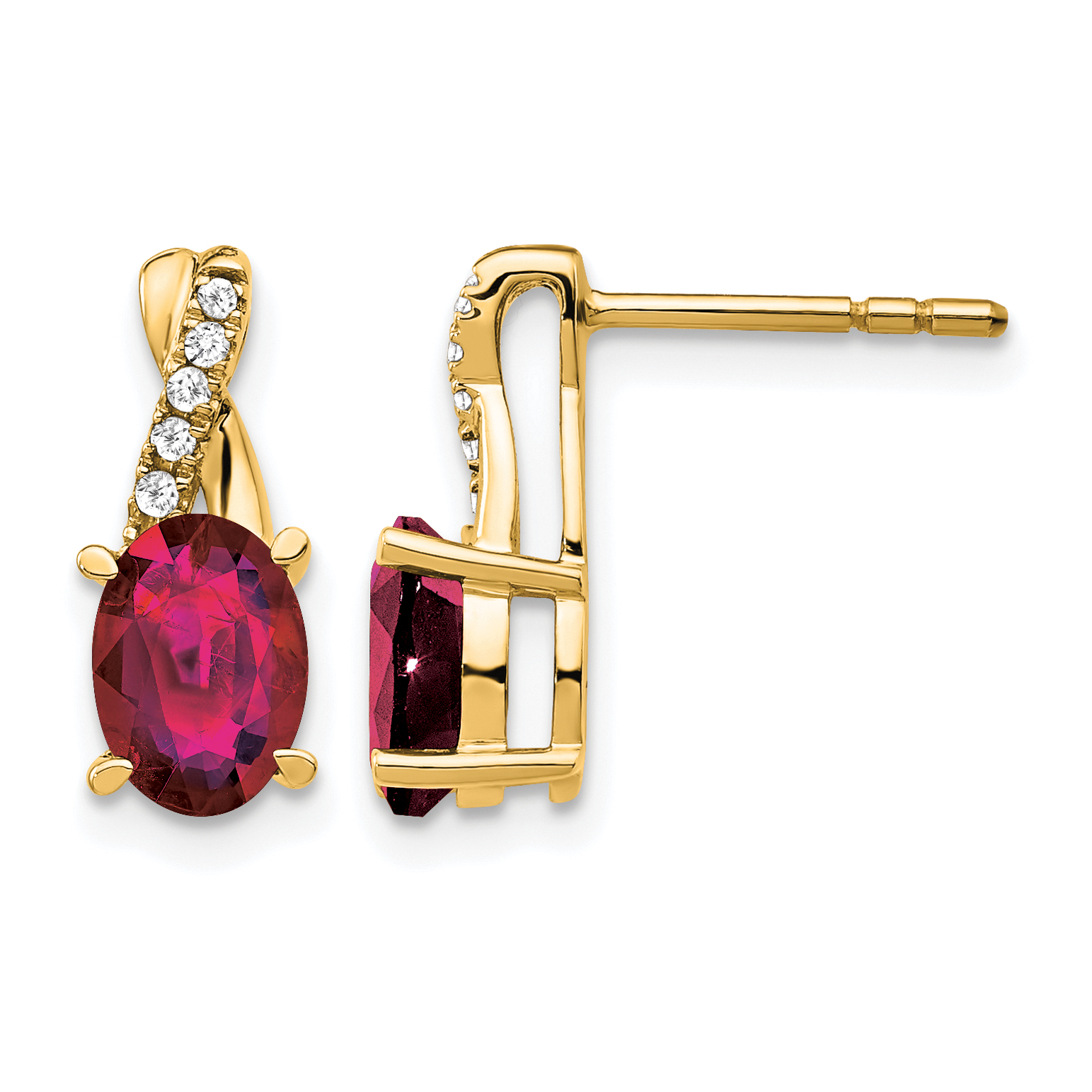 14K Created Ruby and Diamond Earrings (EM4235-CRU-006-YA)