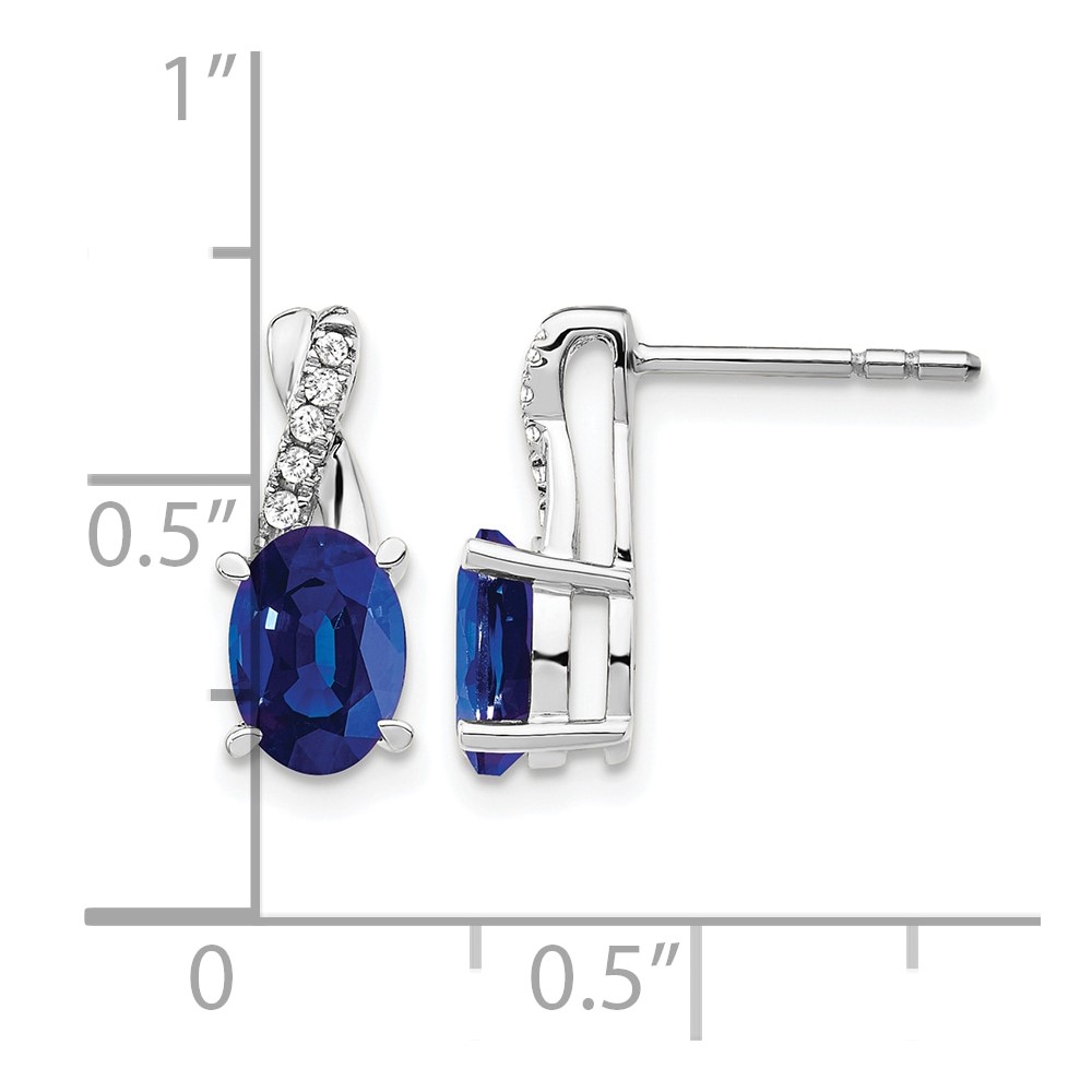 14K White Gold Created Sapphire and Diamond Earrings (EM4235-CSA-006-WA)