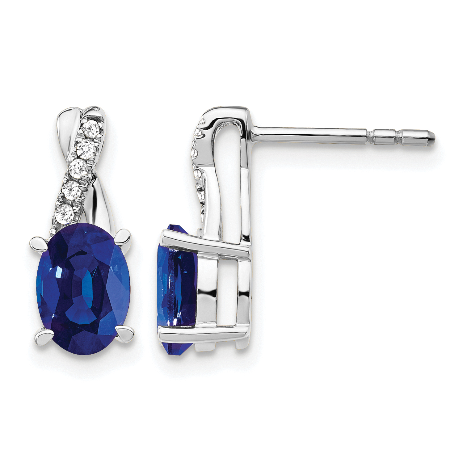 14K White Gold Created Sapphire and Diamond Earrings (EM4235-CSA-006-WA)