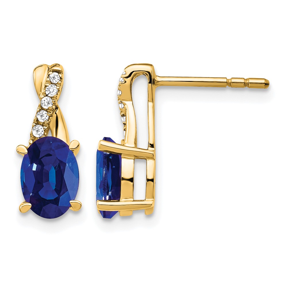 14K Created Sapphire and Diamond Earrings (EM4235-CSA-006-YA)
