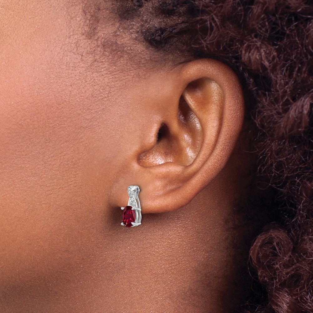 14k White Gold Ruby and Diamond Earrings (EM4235-RU-006-WA)