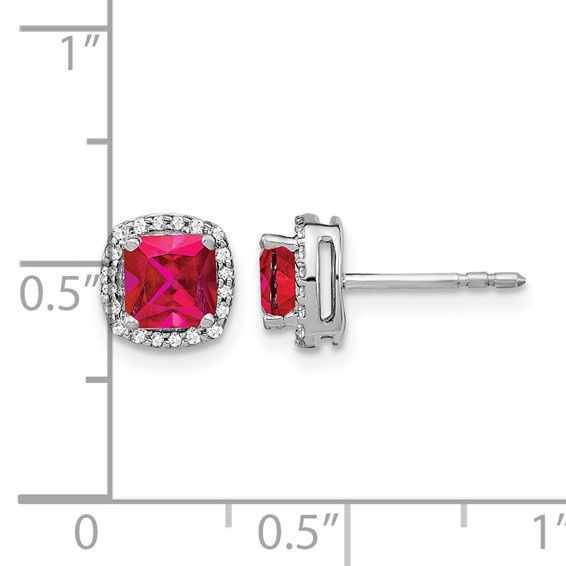 Cushion Gemstone and Diamond Halo Earrings