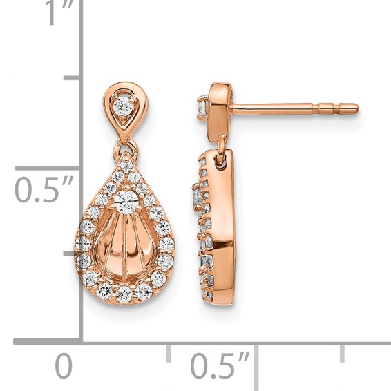 14k Rose Gold 1/3 carat Diamond Teardrop Dangle Post Earrings