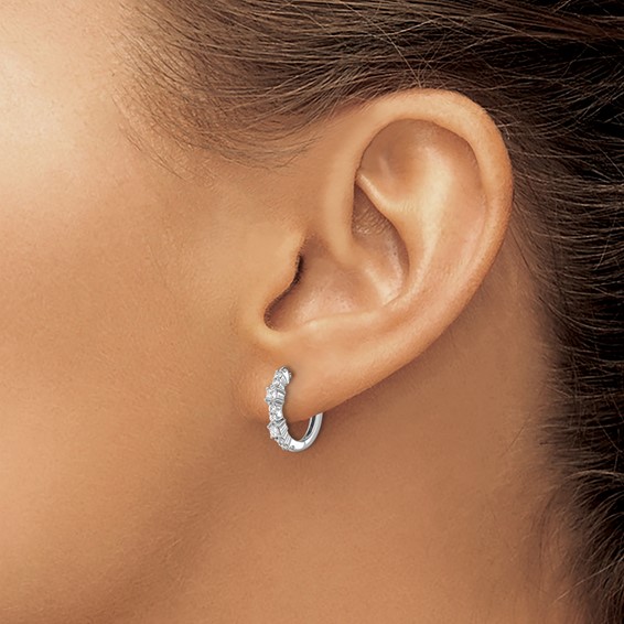 Gold Diamond Hinged Hoop Earrings