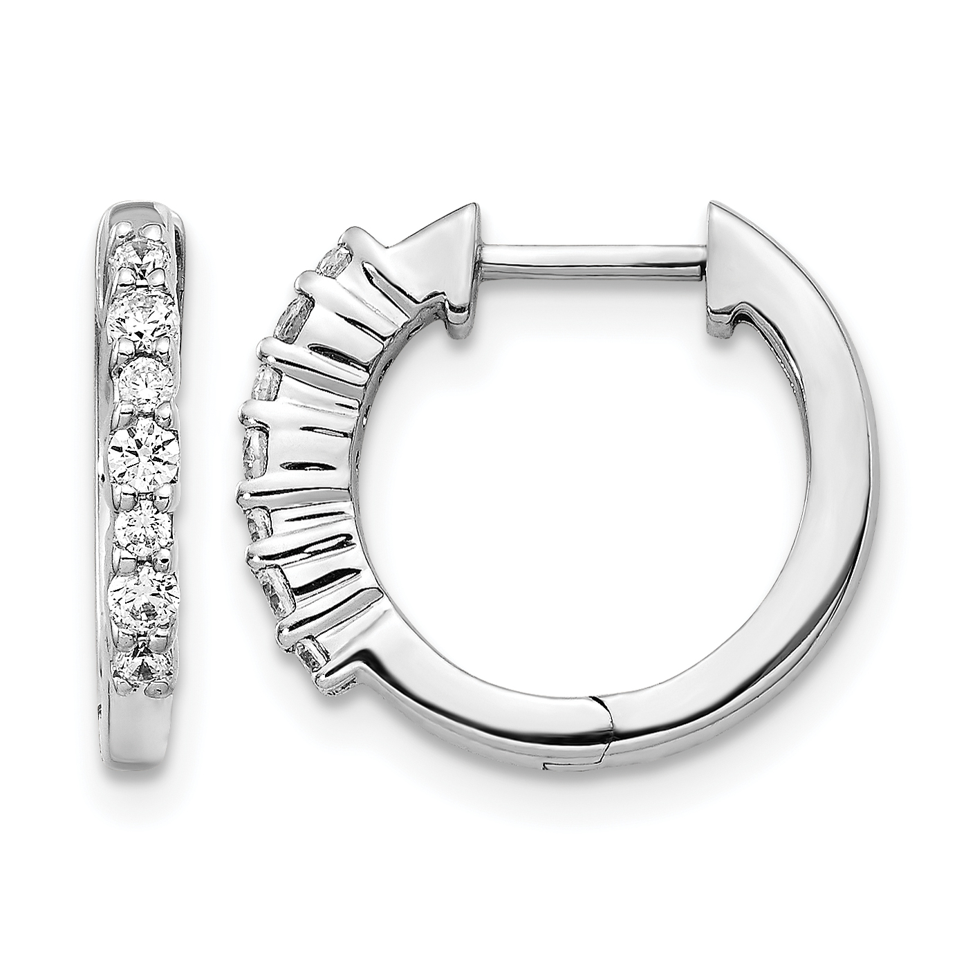 14k White Gold Diamond Hinged Hoop Earrings (EM4258-025-WA)