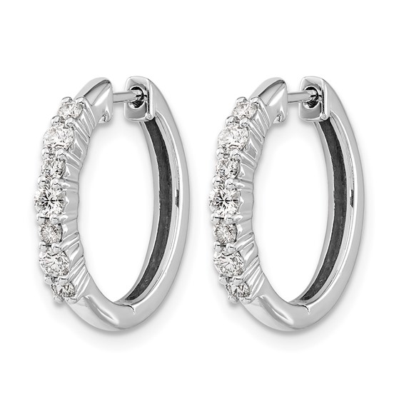 14k White Gold 1/2 carat Diamond Hinged Hoop Earrings