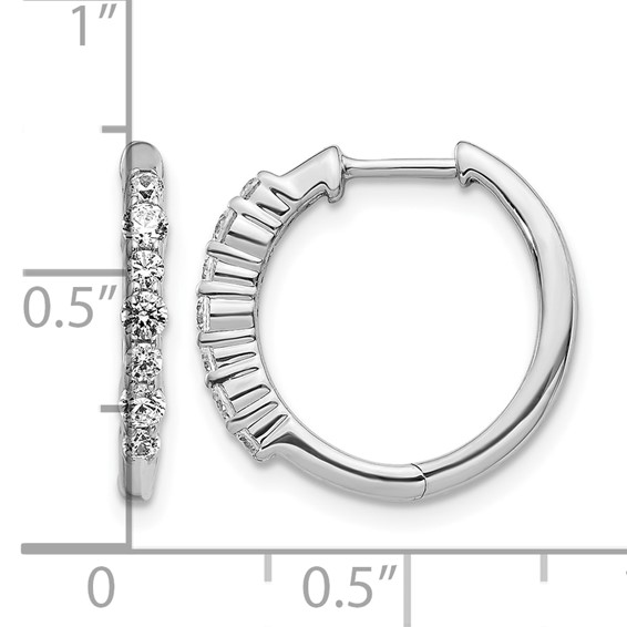 14k White Gold 1/2 carat Diamond Hinged Hoop Earrings