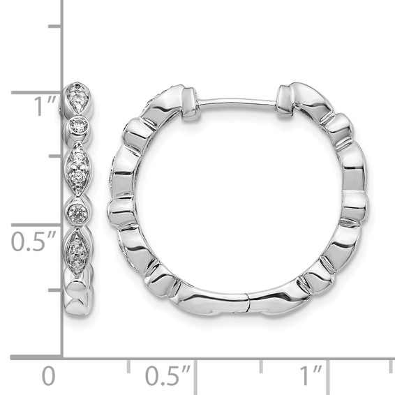 14k White Gold 1/4 carat Diamond Hinged Hoop Earrings