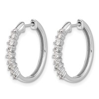 14K White Gold 0.50 Carat Lab Grown Diamond VS SI+ G+ Complete Hinged Hoop Earrings view 2