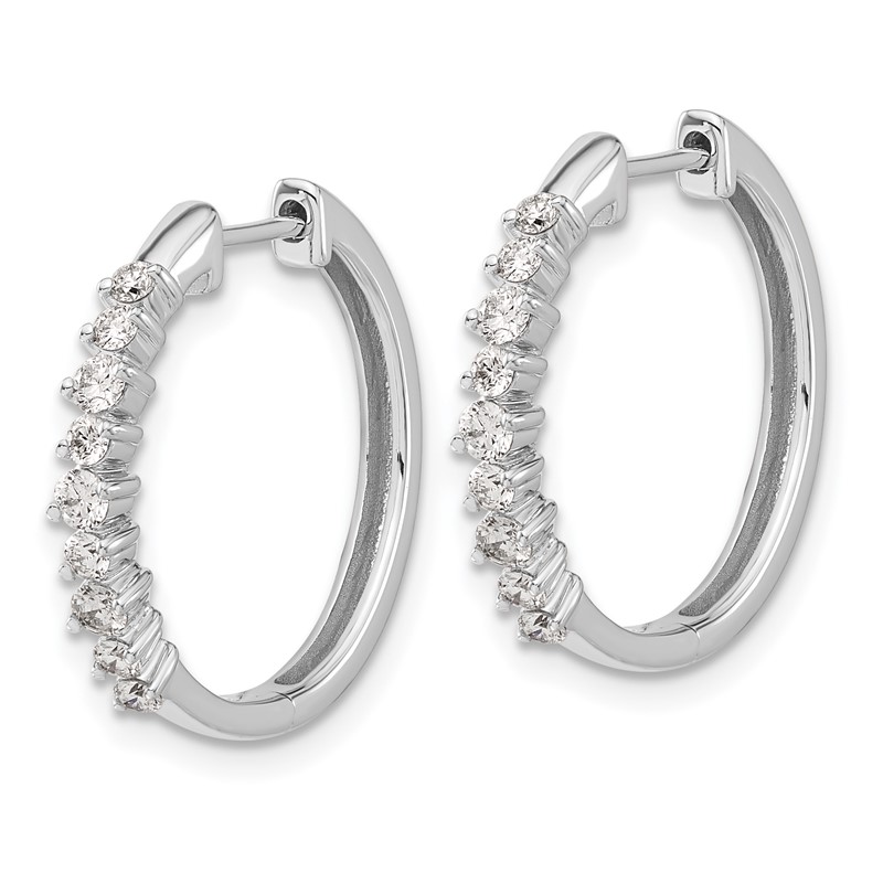 14k White Gold 1/2 carat Lab Grown Diamond VS/SI+ G+ Complete Hinged Hoop Earrings