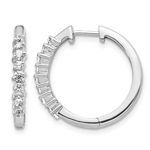 14K White Gold 0.50 Carat Lab Grown Diamond VS SI+ G+ Complete Hinged Hoop Earrings