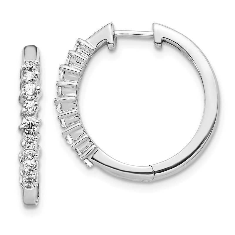 14k White Gold 1/2 carat Lab Grown Diamond VS/SI+ G+ Complete Hinged Hoop Earrings