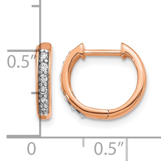 14k Rose Gold 1/8 carat Diamond Hinged Hoop Earrings