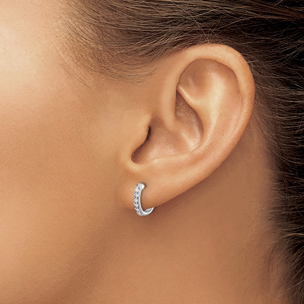 14k White Gold Diamond Hinged Hoop Earrings (EM4263-012-WA)