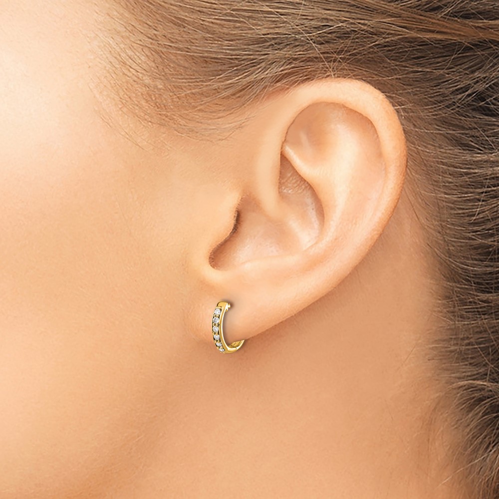 14k Diamond Hinged Hoop Earrings (EM4263-012-YA)