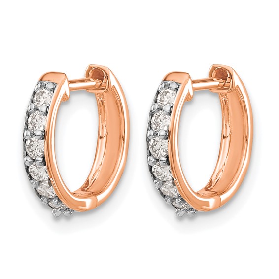 14k Rose Gold 1/4 carat Diamond Hinged Hoop Earrings
