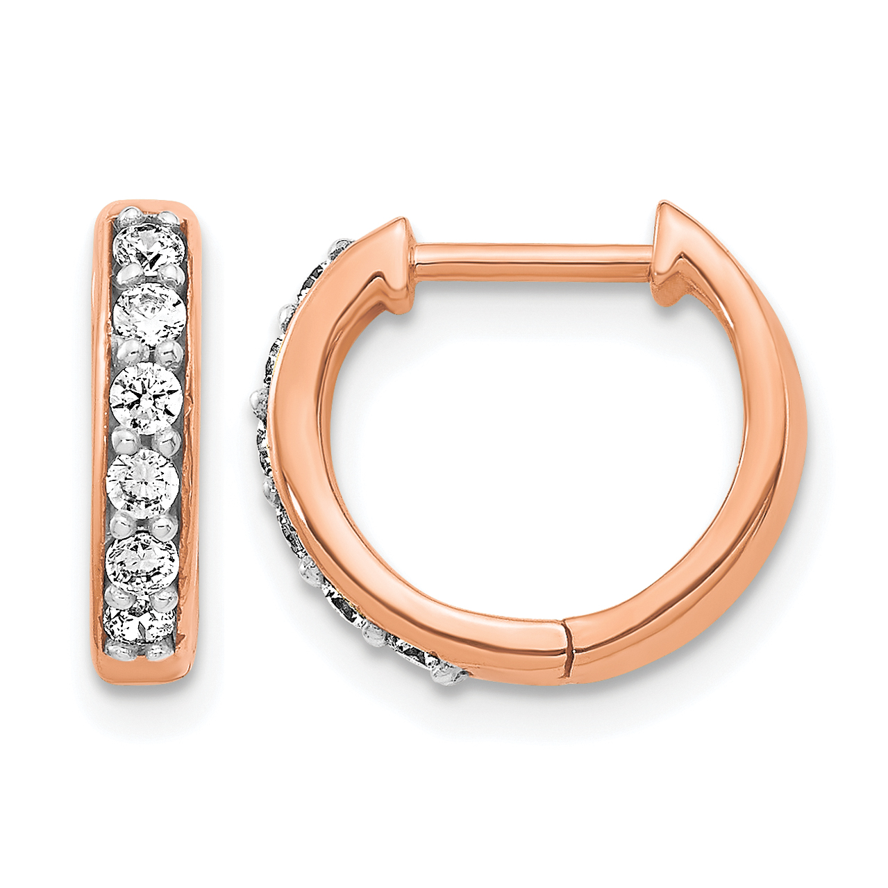 14k Rose Gold Diamond Hinged Hoop Earrings (EM4263-025-RA)