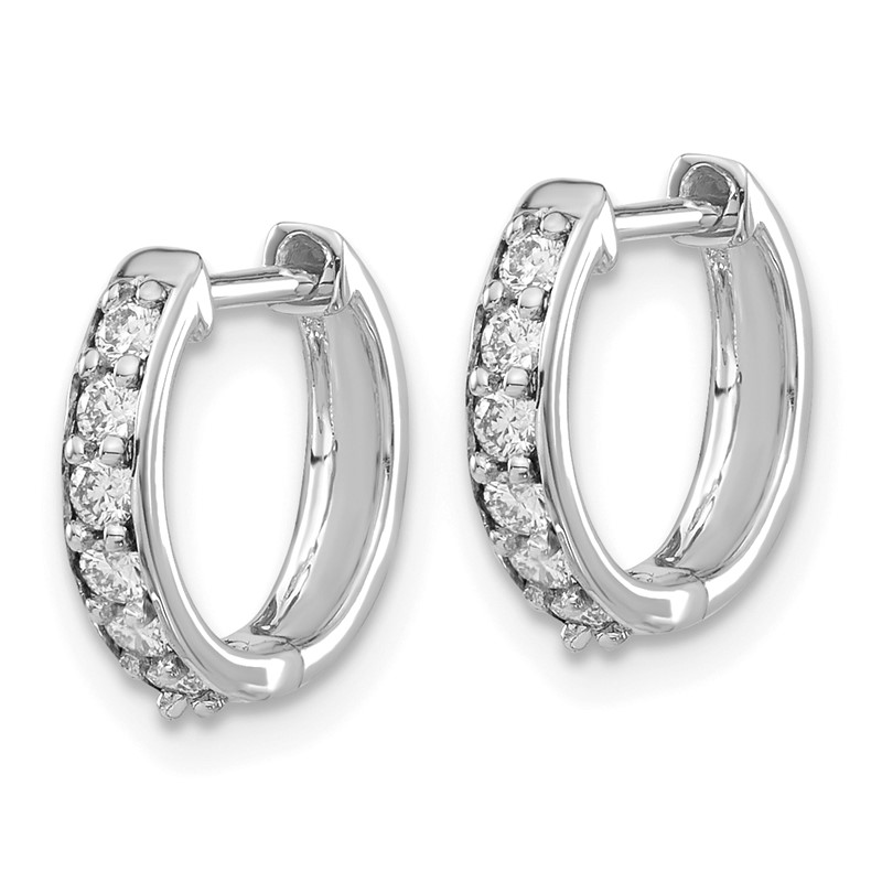 14k White Gold 1/4 carat Lab Grown Diamond VS/SI+ G+ Complete Hinged Hoop Earrings