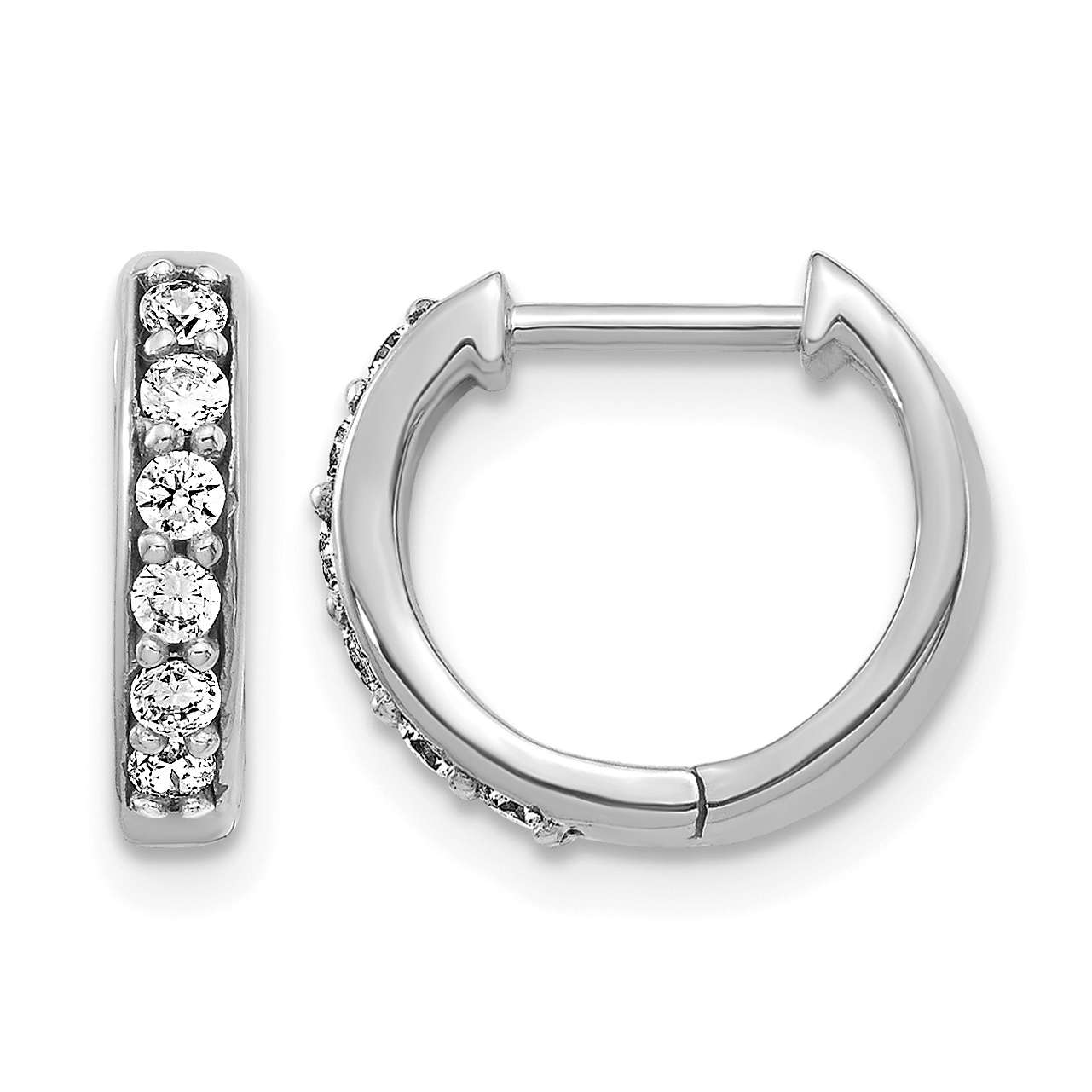 14k White Gold Diamond Hinged Hoop Earrings (EM4263-025-WA)