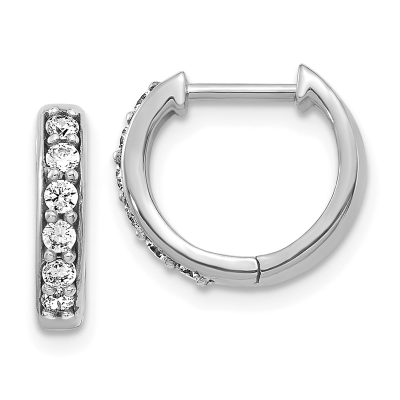 14k White Gold 1/4 carat Lab Grown Diamond VS/SI+ G+ Complete Hinged Hoop Earrings
