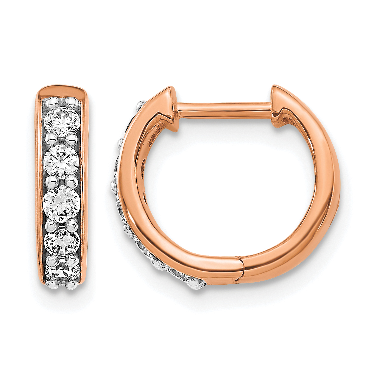 14k Rose Gold Diamond Hinged Hoop Earrings (EM4263-033-RA)