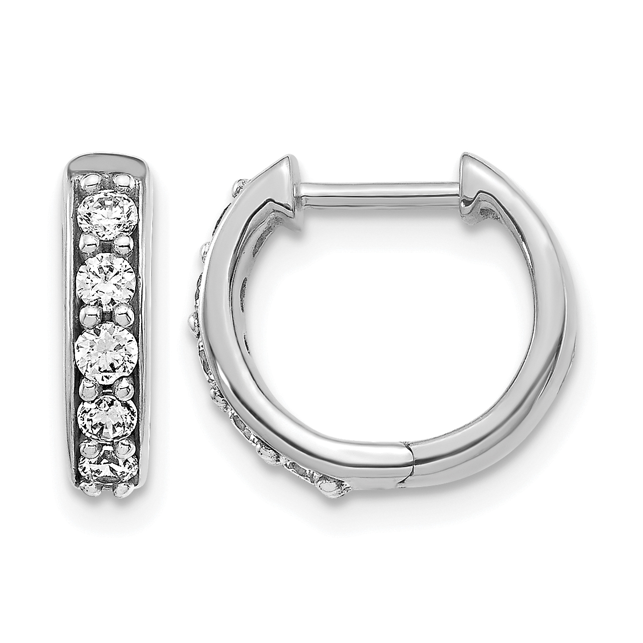 14k White Gold Diamond Hinged Hoop Earrings (EM4263-033-WA)
