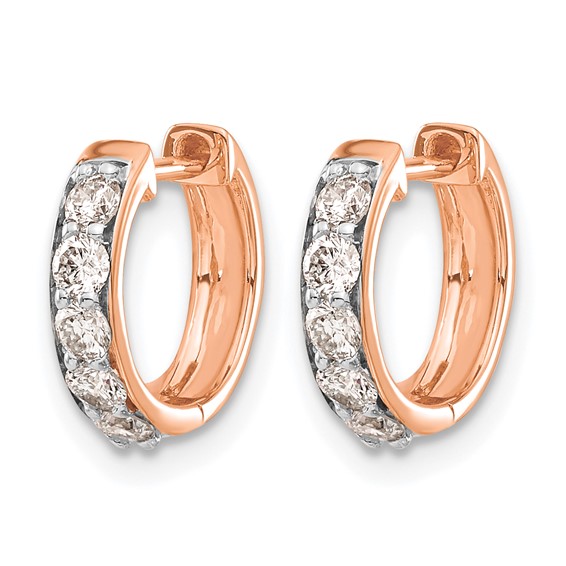 14k Rose Gold 1/2 carat Diamond Hinged Hoop Earrings