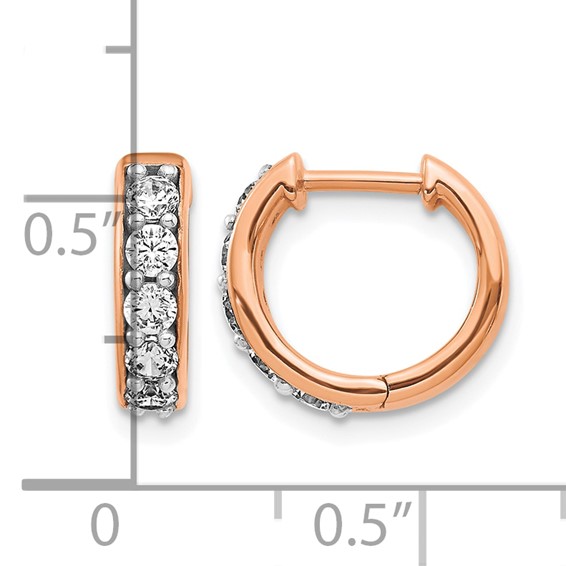 14k Rose Gold 1/2 carat Diamond Hinged Hoop Earrings